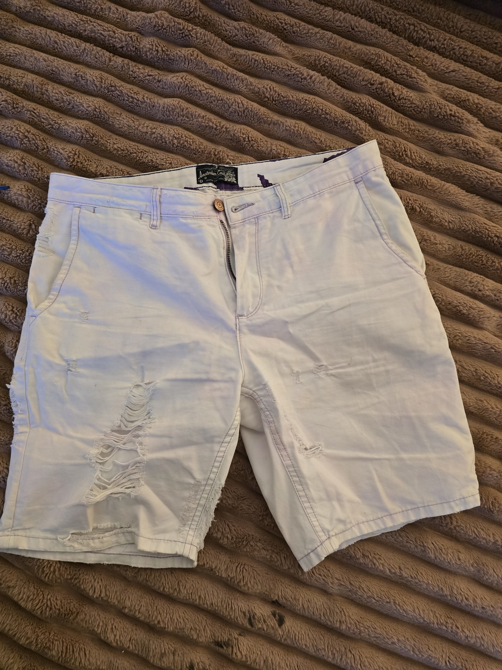 Scotch & Soda Men's Distressed White Casual Shorts